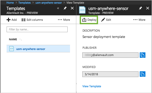 How can I deploy a USM Anywhere Sensor to an Azure region outside the ...